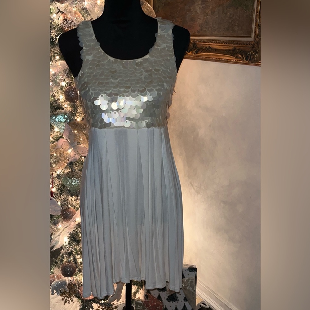 Y2K vintage LaRok Cream Sequin Maxi Dress